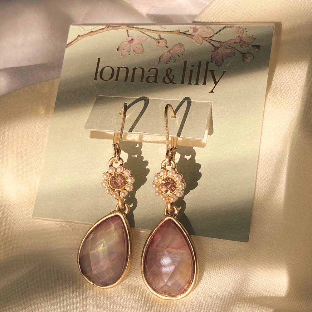 lonna& lillyGold-Tone Colorful Stone Drop Earrings